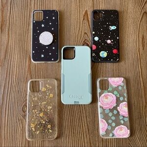Lot of 5 iPhone 11 Pro Max Cell Phone Cases Pop Socket